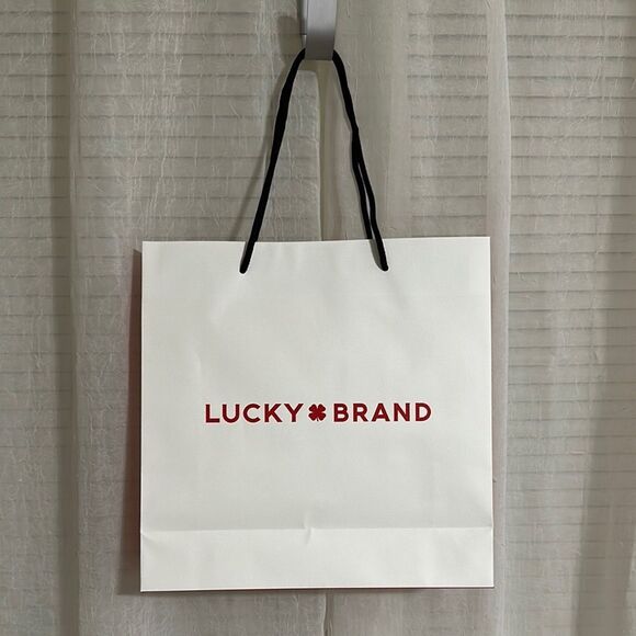 Lucky Brand White Red Black Paper Shopping Tote - Picture 1 of 6